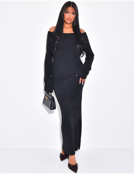 Dress With Open Shoulders - Maison Elvee